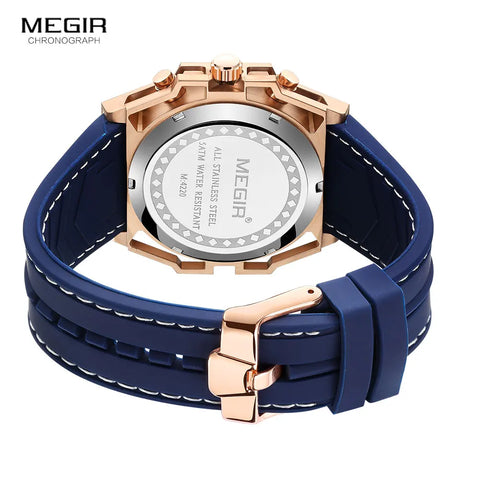 Men Blue Silicone Strap Quartz